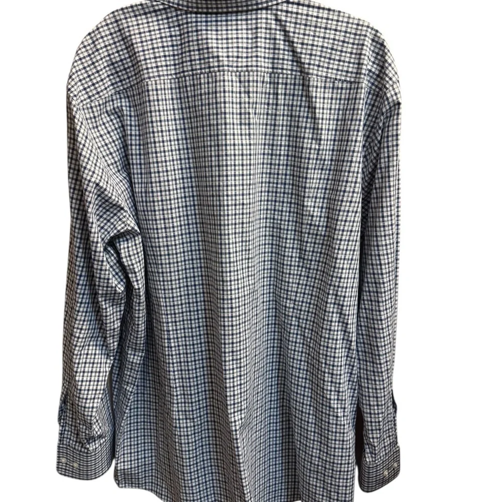 HUGO BOSS Blue & White Check Sharp Shirt 18 34/35 Cotton Like New Wedding EUC